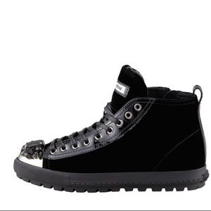 Miu Miu hightop velvet Jeweled sneaker